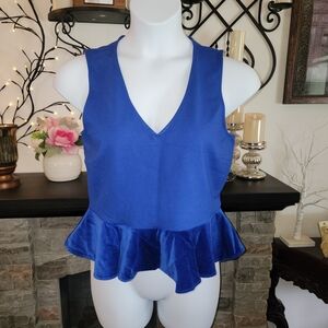 J. Crew Sleeveless Velvet Ruffle Peplum Tank